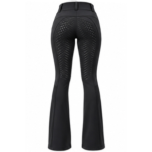 Pantalones de equitación de cintura alta para mujer, de silicona completa, de punto estampado, corte bootcut, elásticos de alto rendimiento - Product Image 1