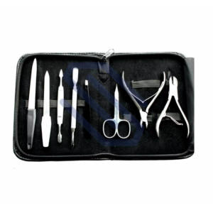 Set de 8-manicura pedicura uñas Clipper limpiador cutícula belleza Kit con el caso de acero inoxidable negro - Product Image 1