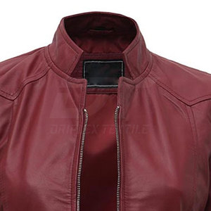 Chaqueta de cuero para mujer al mejor precio, chaqueta de cuero teñida lisa, chaqueta de cuero cómoda a la venta - Product Image 4