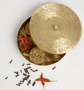 Boîte à épices en laiton de haute qualité sept compartiments boîte Masala 11 pièces ensemble rond antique Design vente chaude - Product Image 3