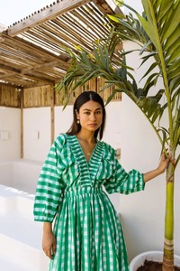 Vestido Maxi de Algodón Tejido a Mano Indio para Mujer, Estilo Dulce, para Bodas y Fiestas, con Estampado de Letras - Product Image 3