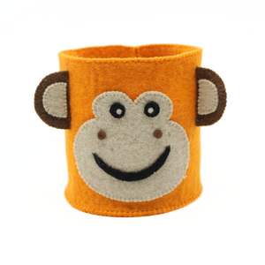 Panier d'organisateur en feutre orange brûlé fait à la main panier rond décoratif lumineux en feutre pour la décoration intérieure - Product Image 1