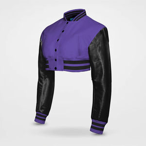 Nouvelle veste universitaire de style streetwear avec corps en laine, taille courte, veste universitaire pour femmes en vente en gros - Product Image 5