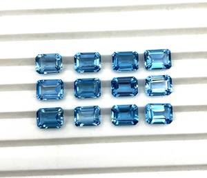 Lote de piedras preciosas sueltas de corte octogonal de Topacio Azul suizo natural, piedras de Topacio Azul suizo de 6-8 MM para la fabricación de joyas - Product Image 4
