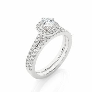 Round Cut Prong Set Halo Diamond Bridal Set Ring For Women - Product Image 4