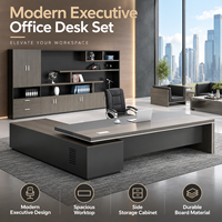 Ensemble de bureau de direction moderne avec armoire de rangement et plateau spacieux pour bureau de manager