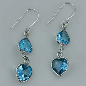 Navya Craft 925 Solid Sterling Silver Fine <b>Stud</b> <b>Earrings</b> <b>Blue</b> Topaz Heart Shape Handmade for Women's Christmas Valentine's Day - Product Image 3