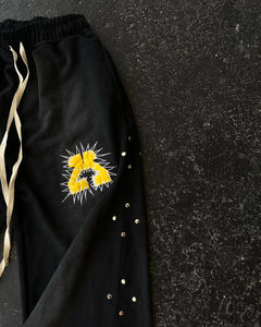 Pantalon de survêtement ample à jambe droite en molleton de coton brodé personnalisé, vintage, délavé à l'acide, pantalon de survêtement pour homme, pantalon pour homme - Product Image 3