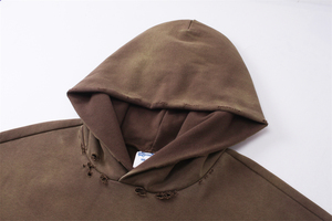 Sudadera con Capucha Extra Grande de Felpa Gruesa, Lisa, Teñida, Estilo Urbano, Vintage, con Bolsillo, para Hombre - Product Image 4