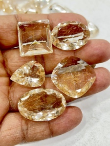 Đá quý thạch anh rutilated đồng tự nhiên AAA, đá rời, cắt sẵn, hình dạng tự nhiên, nhiều kích cỡ, nhiều hình dạng khác nhau - Product Image 6