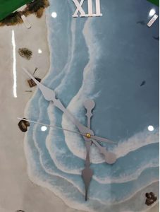 Horloge murale de nuit mécanique surdimensionnée à piles, à thème océanique moderne, en résine artisanale de luxe, imperméable, pour mariage et maison - Product Image 4