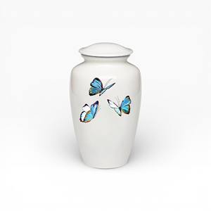 Urne funéraire en forme de papillon gris et or avec mini urne souvenir assortie pour un ensemble commémoratif complet - Product Image 5