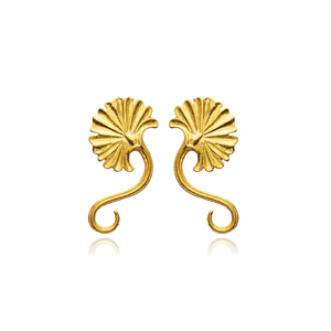 Diseño de abanico único Chapado en oro de 22 quilates Hecho en Estambul Pendientes de tuerca vintage hechos a mano al por mayor Joyería de plata esterlina 925 - Product Image 1