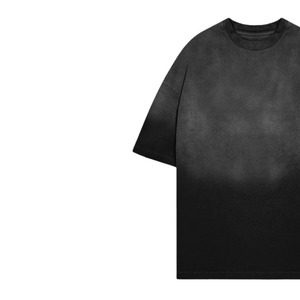 T-shirt ample et court en coton French Terry noir, effet vintage délavé et décoloré au soleil, avec impression sérigraphiée en relief, pour homme - Product Image 2