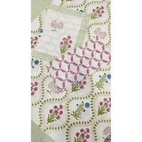Parure de draps plats et housses de couette en coton doux 240 TC blancs à motifs ethniques, imprimés à la main en Inde, pour lit double, avec 2 taies d'oreiller