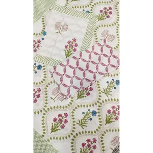 Soft Parcale Cotton 240 TC White Ethnic Motifs Double Bed <b>Fitted</b> & Flat <b>Sheets</b> Set with 2 Pillows Hand Block <b>Printed</b> - Product Image 3