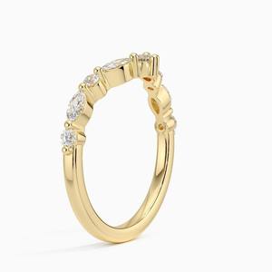 Anillo de Compromiso y Matrimonio de Oro Rosa de 14K con Diamante Cultivado en Laboratorio, Corte Marquesa Curvo, Certificado IGI, 0.38CTW VVS, Personalizable - Product Image 6