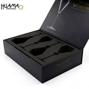 Huamao Factory direct <b>Black</b> Flip Lid <b>Box</b> rigid <b>box</b> with Soft Liner for Luxury Glass Cup Business Gift Set Holiday Gifting - Product Image 3
