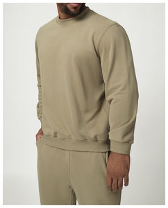 Sweat-shirts pour hommes en coton lourd 100 %, nouvelle mode, couleur unie, col rond, basiques, respirants, 2025 - Product Image 3