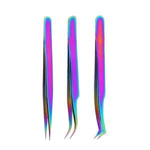 Kit de coiffage pour extensions de cils en acier inoxydable multicolores réutilisable avec pinces amovibles et embouts personnalisés, 3 pièces - Product Image 6