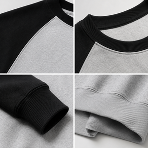 Sweat-shirt personnalisé surdimensionné à col rond et manches raglan, 400 GSM, 80% coton 20% polyester, polaire brossé respirant, color block - Product Image 6