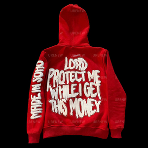 <b>Men's</b> Custom Made Own Your Letter & Puff Print Logo Zip Hoodies New Design Full Face Cover Solid <b>Pink</b> Color <b>Men</b> <b>Hoodie</b> Outwear - Product Image 6