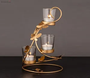 Bougeoir d'ouragan en métal doré en aluminium conique nordique/support de pilier décoratif centres de Table de mariage Unique de noël - Product Image 5