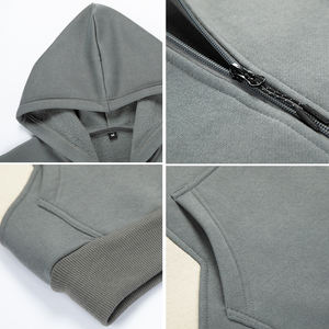 Sudadera con capucha de color con logotipo personalizado para hombre 100% algodón poliéster ropa de calle informal sudaderas con cremallera de lana para invierno - Product Image 4