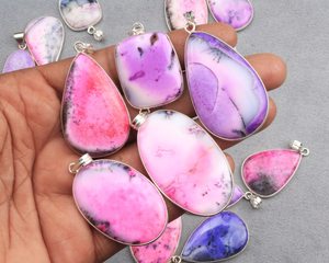 Natural Pink Dendrite <b>Opal</b> Crystal Jewelry Silver Overlay <b>Necklace</b> <b>Pendants</b> Hippie Vintage <b>Pendant</b> for Women - Product Image 4
