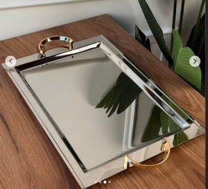 Luxury Stainless Steel Gold And Silver Metal Decorative <b>Trays</b> with Bowls In Shiny Polished Flower Shape Design - Product Image 3