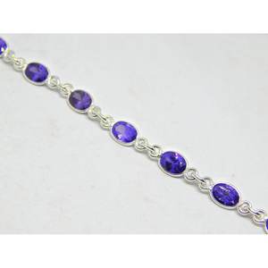 Handmade Blue Zircon <b>Bracelet</b> in 925 Sterling Silver Elegant <b>Fine</b> <b>Charm</b> Jewelry for Her Gift BR0170-GS - Product Image 2