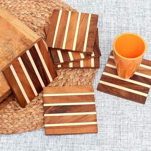 Juego de Posavasos de Madera con Estampado Bohemio, Ecológico, con Empaque Personalizado para Cafeterías y Restaurantes a Precio de Fábrica - Product Image 4