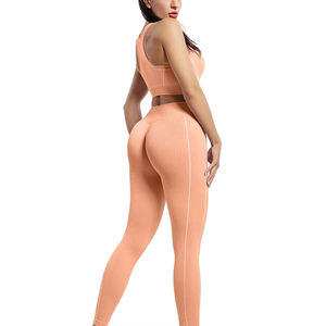 Conjunto de Leggings de Yoga para Mujer, Ropa Deportiva, Leggings Elásticos de Cintura Alta, Sujetador Deportivo con Tirantes, Conjunto de 2 Piezas, Traje de Fitness para Entrenamiento - Product Image 4