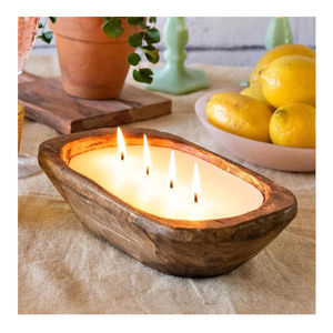 Recuerdos de fiesta de boda de estilo superventas Vintage para invitados cuencos de vela de madera decoración navideña para el hogar cuencos de madera para velas ovaladas - Product Image 1