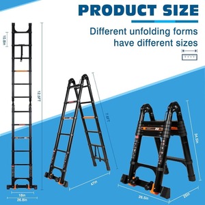 Deliladder 5.0M Aluminium Double Multifunction Telescopic <strong>Ladder</strong> EN131 CE - Product Image 2