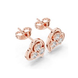 ต่างหูเพชรทรงหัวใจ 0.39 กะรัต เพชร CVD ความใส VVSVS EF  ทอง 18KT, 14KT, 10KT และเงิน 925  โมอิสซาไนต์ - Product Image 5