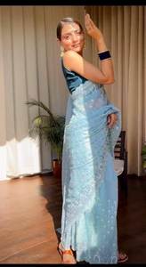 Magnifique look Festival Wear Amazing Color Hot Selling Organza Saree attache avec latkan de l'exportateur indien - Product Image 6