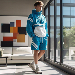 Conjunto de Chaqueta Cortavientos Impermeable con Capucha y Pantalones Cortos de Lluvia para Mujer, de Spandex/Poliéster, Ligero, con Cierre - Product Image 5