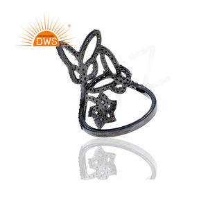 Joaillerie noire et en argent Sterling 925 pour femmes, anneau de mariage, nouveau Design papillon, pavé de strass, bijoux - Product Image 5