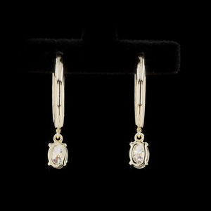 ต่างหูเพชรรูปวงรี0.97 CT อันสง่างามสำหรับผู้หญิงต่างหูเพชรสีเหลืองทอง14K VVS-VS ชัดเจนสำหรับผู้หญิง - Product Image 6