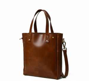 กระเป๋าถือหนังแท้แฟชั่นแบบมีซิปสำหรับผู้หญิง ลายลูกกวาดสีน้ำตาลวินเทจ สะพายข้าง สะพายไหล่ ของขวัญ - Product Image 5