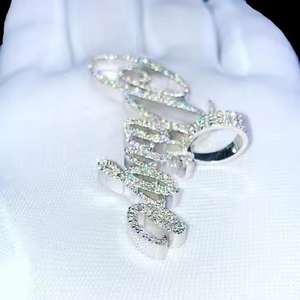 จี้เพชรโมอิสซาไนต์ระยิบระยับ สไตล์ฮิปฮอปสุดหรู ชุบทองคำขาว โรเดียม เงินแท้ 925  สามารถปรับแต่งได้ - Product Image 4