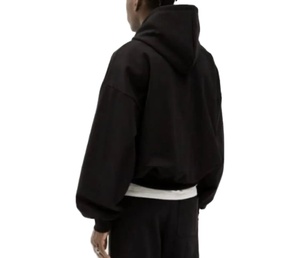 เสื้อฮู้ดดี้ผ้าฝ้ายคุณภาพสูง 100% สไตล์ลำลอง ทรงโอเวอร์ไซส์ สีพื้นเรียบง่าย สำหรับผู้ชาย แบบไหล่ตก - Product Image 6