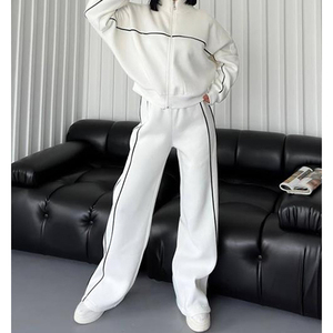 ชุดวอร์มผู้หญิงชุดวอร์ม2ชิ้นแบบรูดซิปเต็มชุดวอร์มผู้หญิงผ้าคอตตอนลายทางแฟชั่นชุดวอร์มขนแกะ100% โลโก้ตามสั่ง - Product Image 2