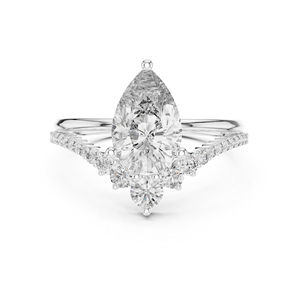 Anillo de Oro Blanco de 14K con Diamante Cultivado en Laboratorio de Corte Pera de 2.35 Ct, Certificado por IGI, Estilo Vintage para Mujer - Product Image 1