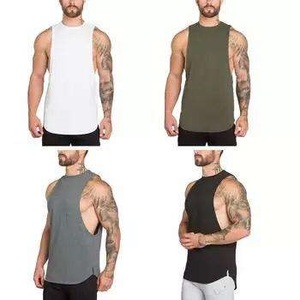 Último modelo de camiseta sin mangas para hombre con corte redondeado en la parte inferior, personalizada, a precio económico, de la mejor calidad, para fitness, con estampado. - Product Image 1