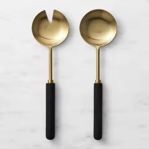 Ensemble élégant de serveurs à salade en acier inoxydable, vaisselle de cuisine contemporaine - Product Image 2