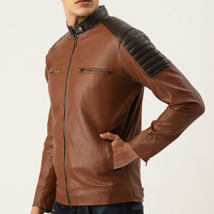 Venta caliente estilo único al por mayor tarifa chaqueta de cuero de los hombres de calidad superior impermeable chaqueta de cuero del motorista de los hombres - Product Image 2