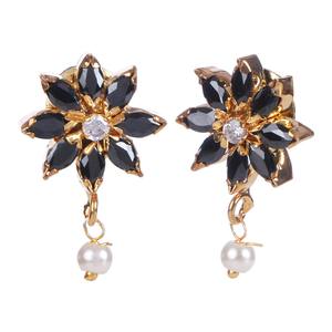 Traditional <b>Gold</b> Plated CZ Faux Pearl Bridal Wedding <b>Pendant</b> Collar Choker <b>Necklace</b> Earings Fashion Jewelry Set - Product Image 2