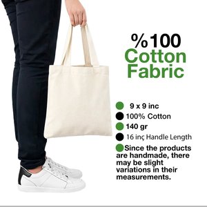 Full Lightweight 9x9 Inch Natural Cotton Tote Bag Most Selling Tote Bags Blank Pattern Gift Bag Made of Premium Cotton <b>Canvas</b> - Product Image 4